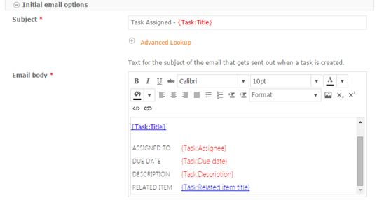 Enitial email option